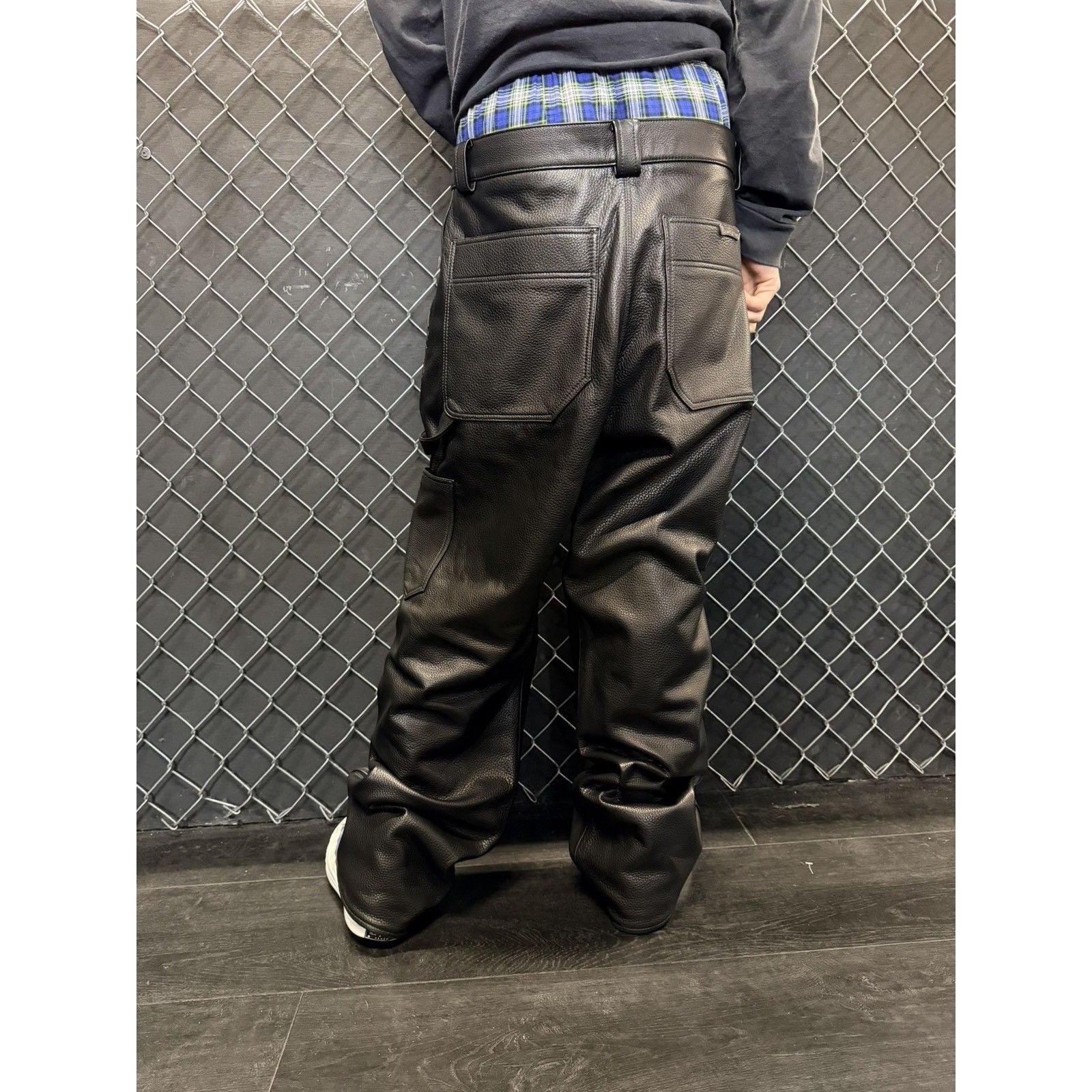 Chrome hearts calf leather black double knees