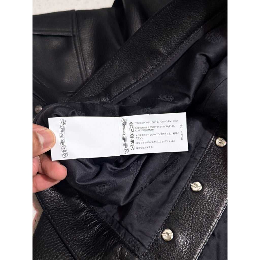 Chrome hearts calf leather black double knees
