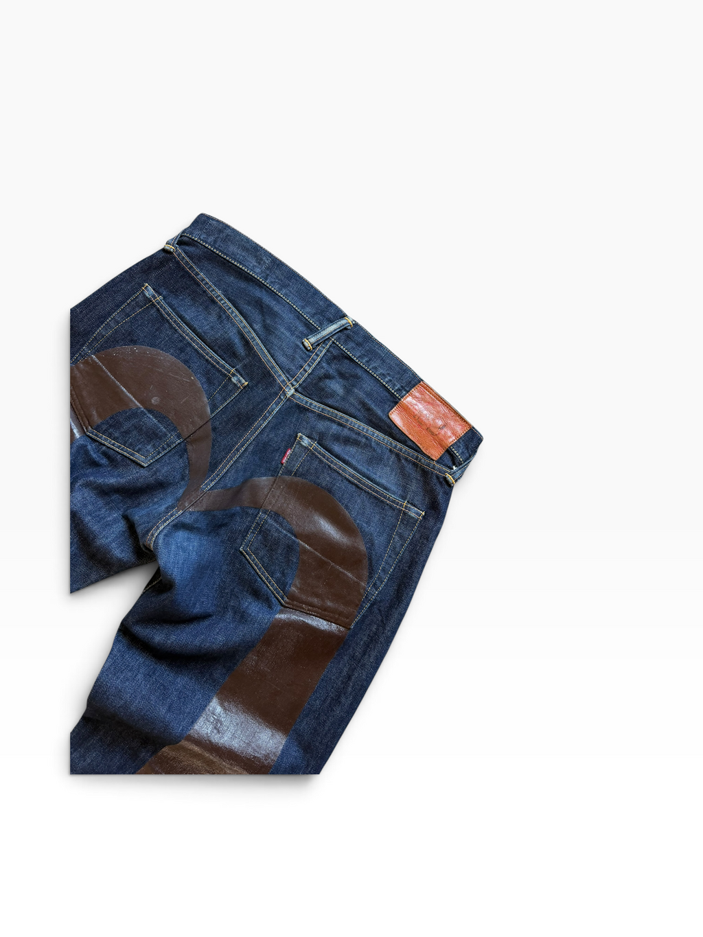 Evisu Indigo Wash Brown Logo Denim Jeans