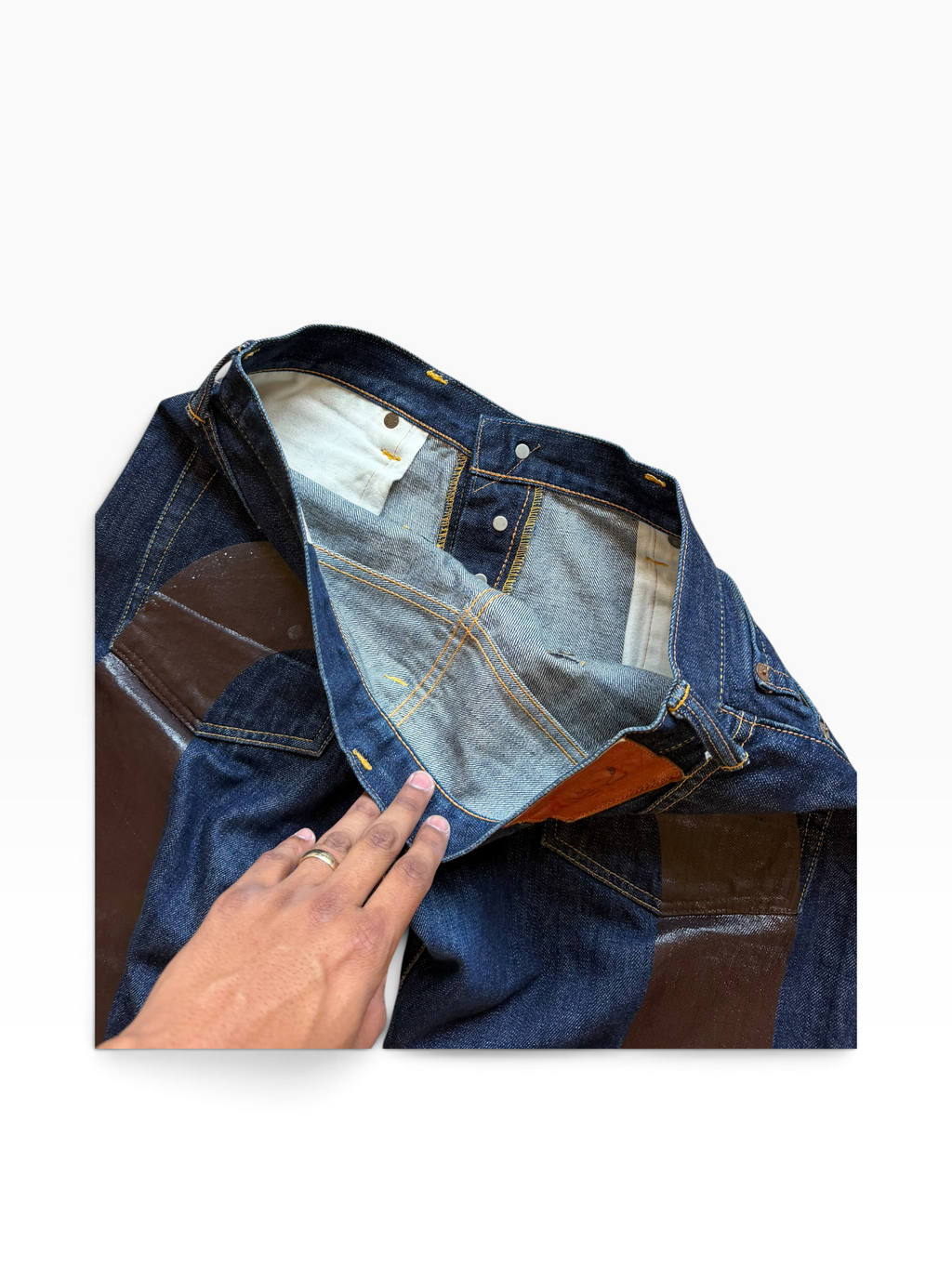 Evisu Indigo Wash Brown Logo Denim Jeans