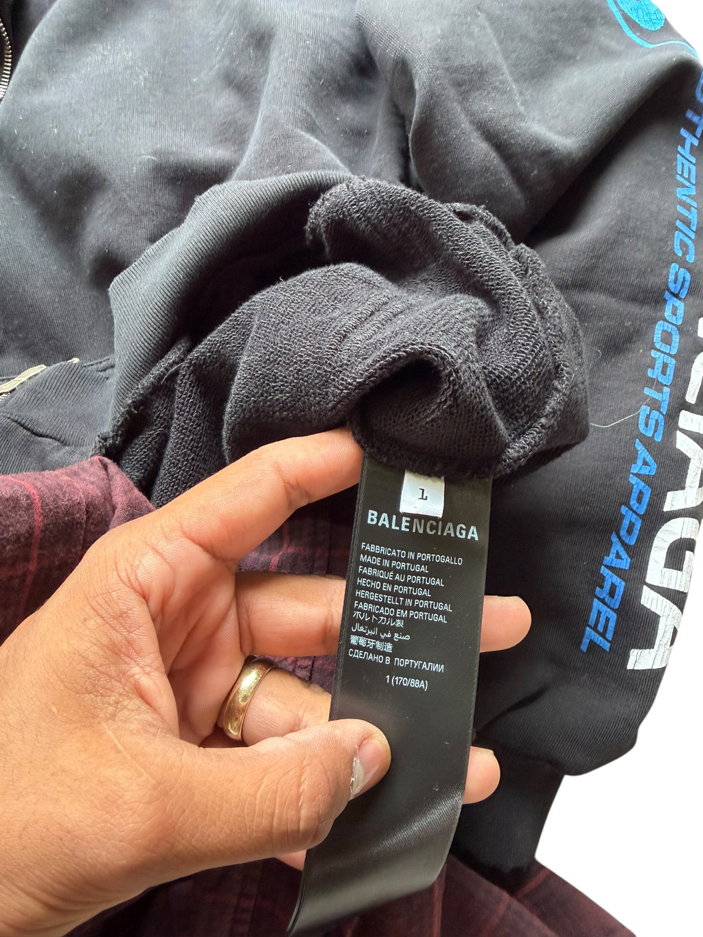 Balenciaga SS25 Runway Layered Flannel Sports-Icon Zip
