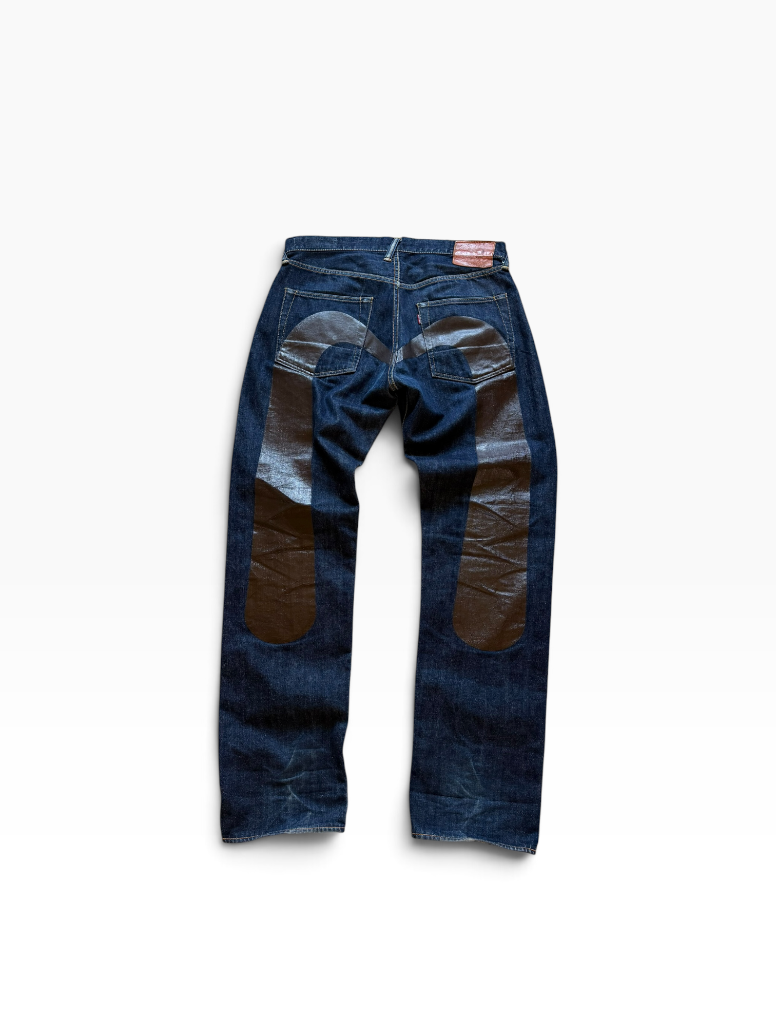 Evisu Indigo Wash Brown Logo Denim Jeans