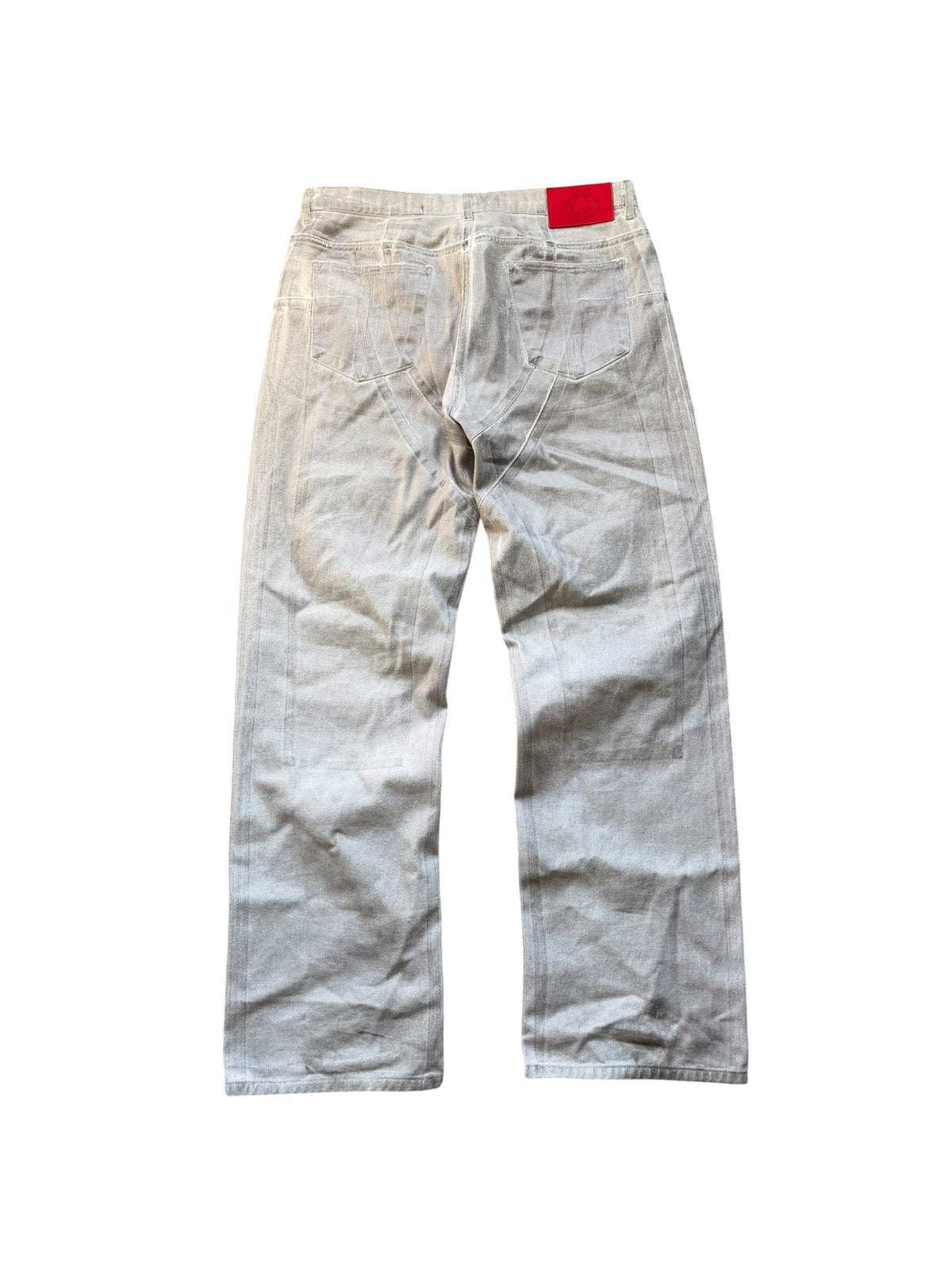 SP5DER White Trompe L’oeil Double Knee Jeans