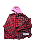 Balenciaga Runway Distressed Pink Hooded Flannel
