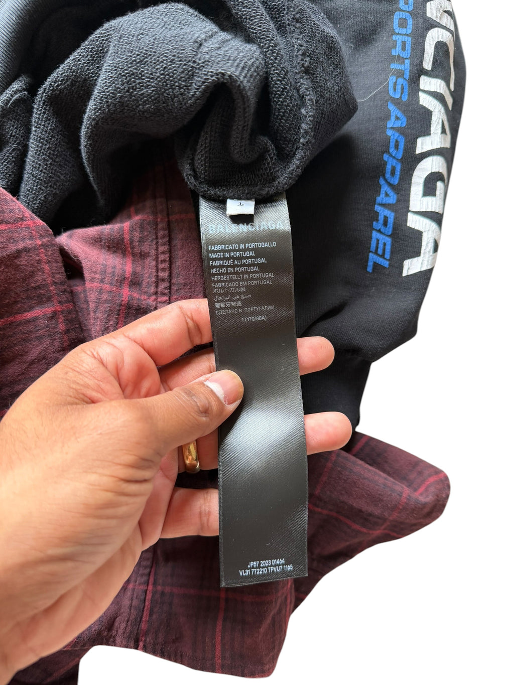 Balenciaga SS25 Runway Layered Flannel Sports-Icon Zip
