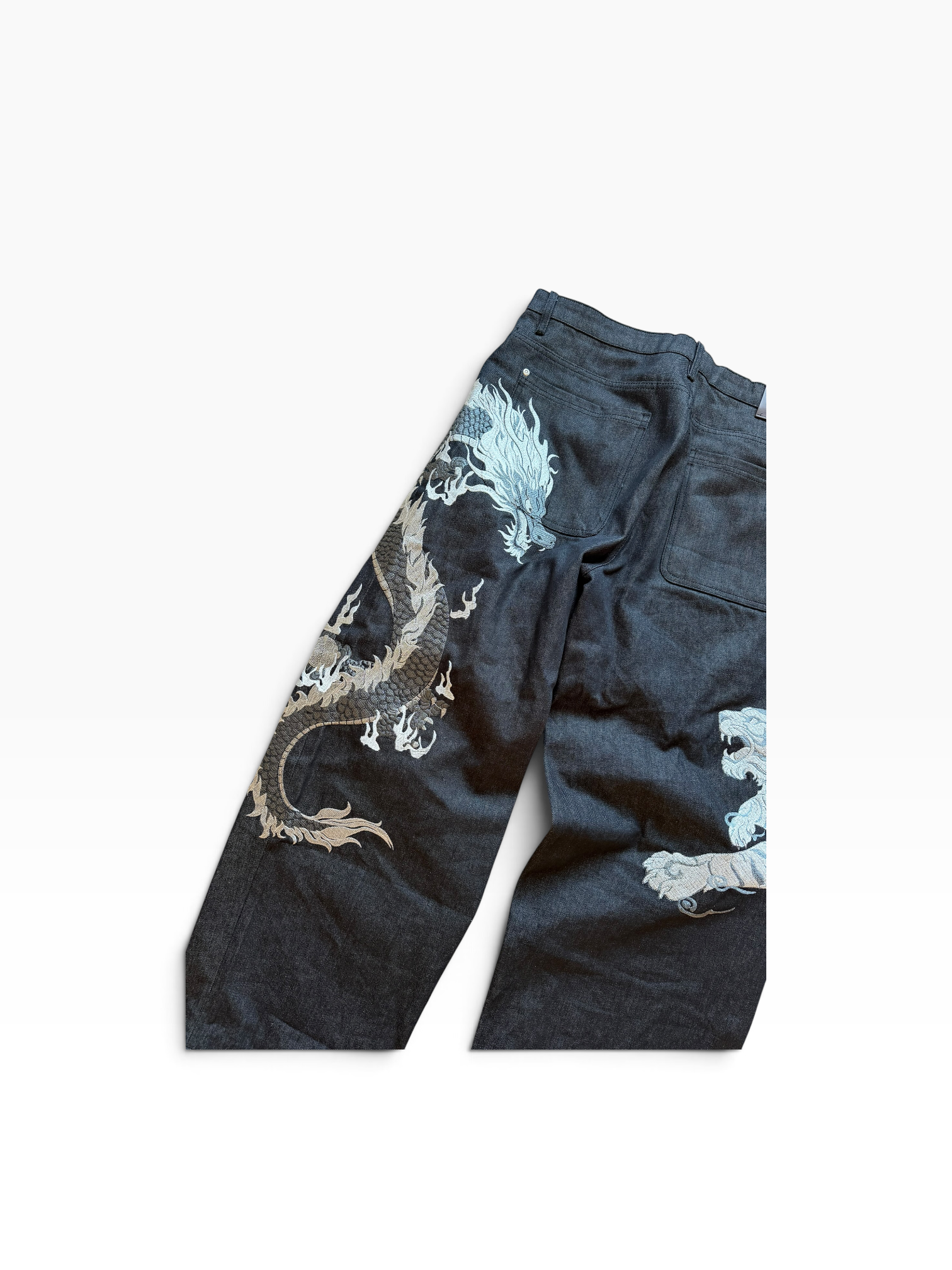 VRROCK Embroidered Baggy Black Jeans