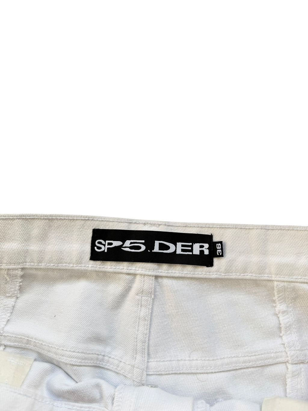 SP5DER White Trompe L’oeil Double Knee Jeans