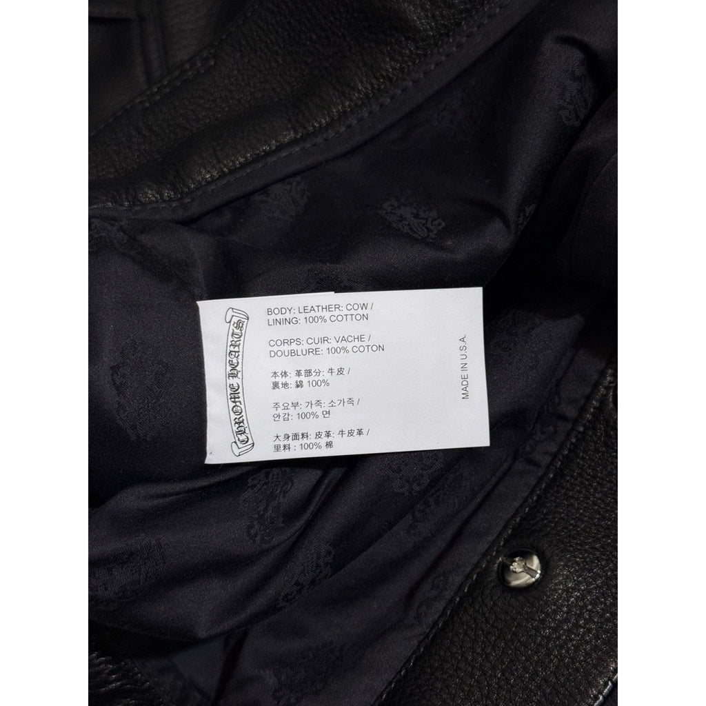 Chrome hearts calf leather black double knees