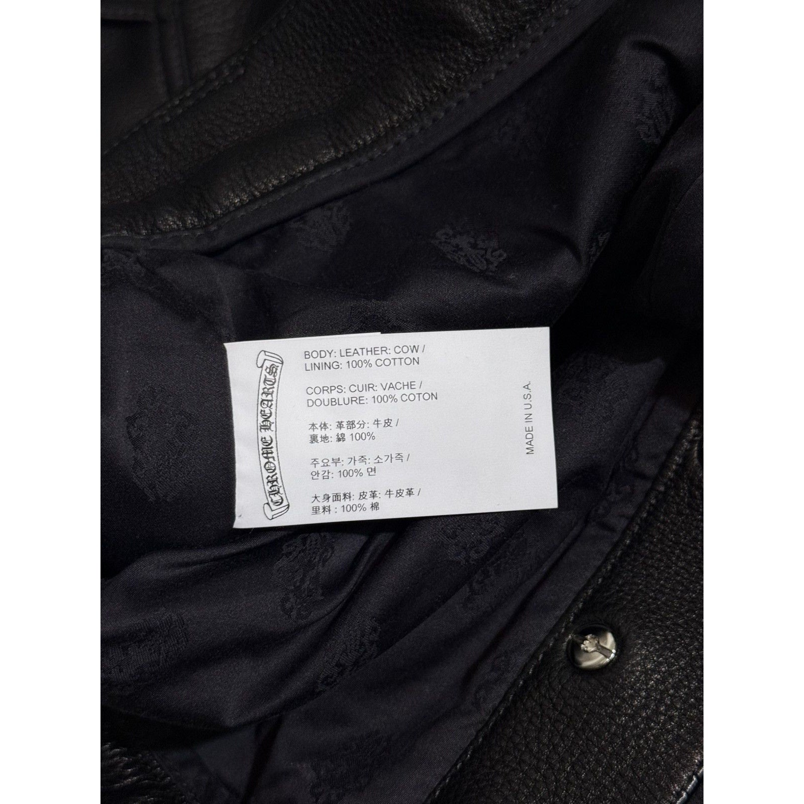Chrome hearts calf leather black double knees
