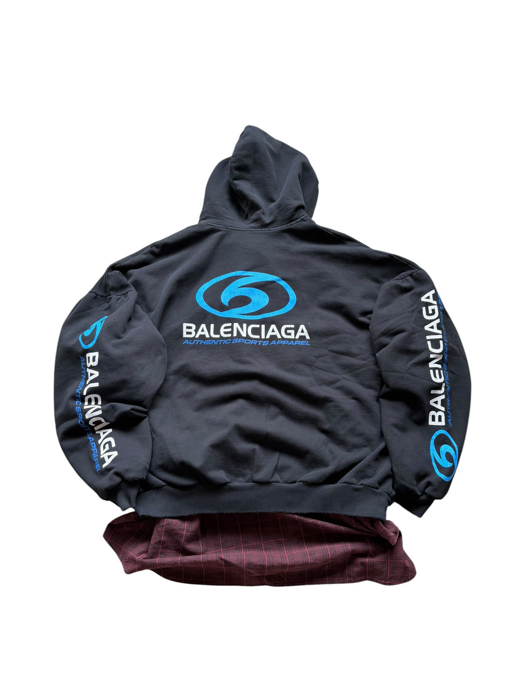 Balenciaga SS25 Runway Layered Flannel Sports-Icon Zip