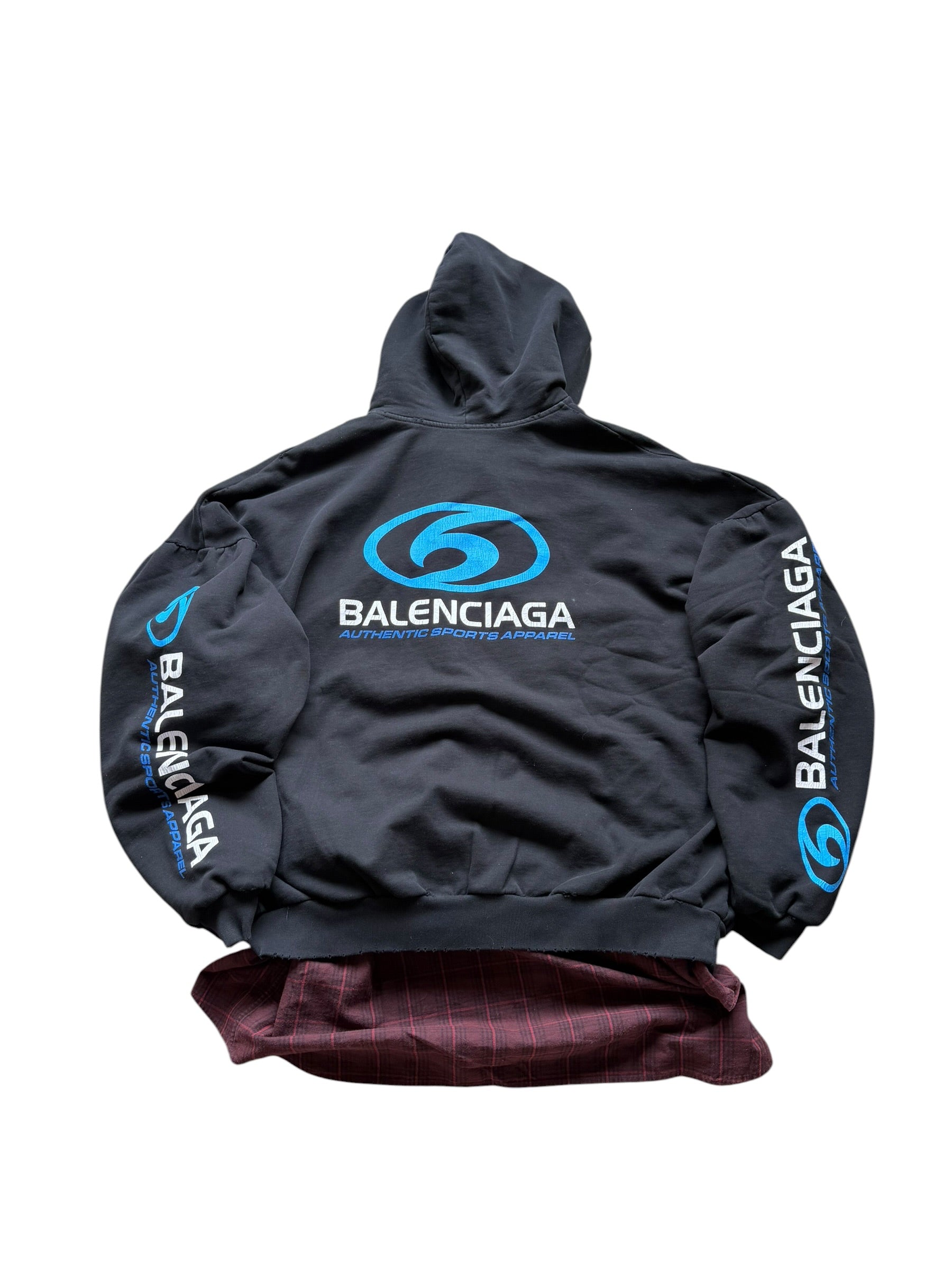 Balenciaga SS25 Runway Layered Flannel Sports-Icon Zip