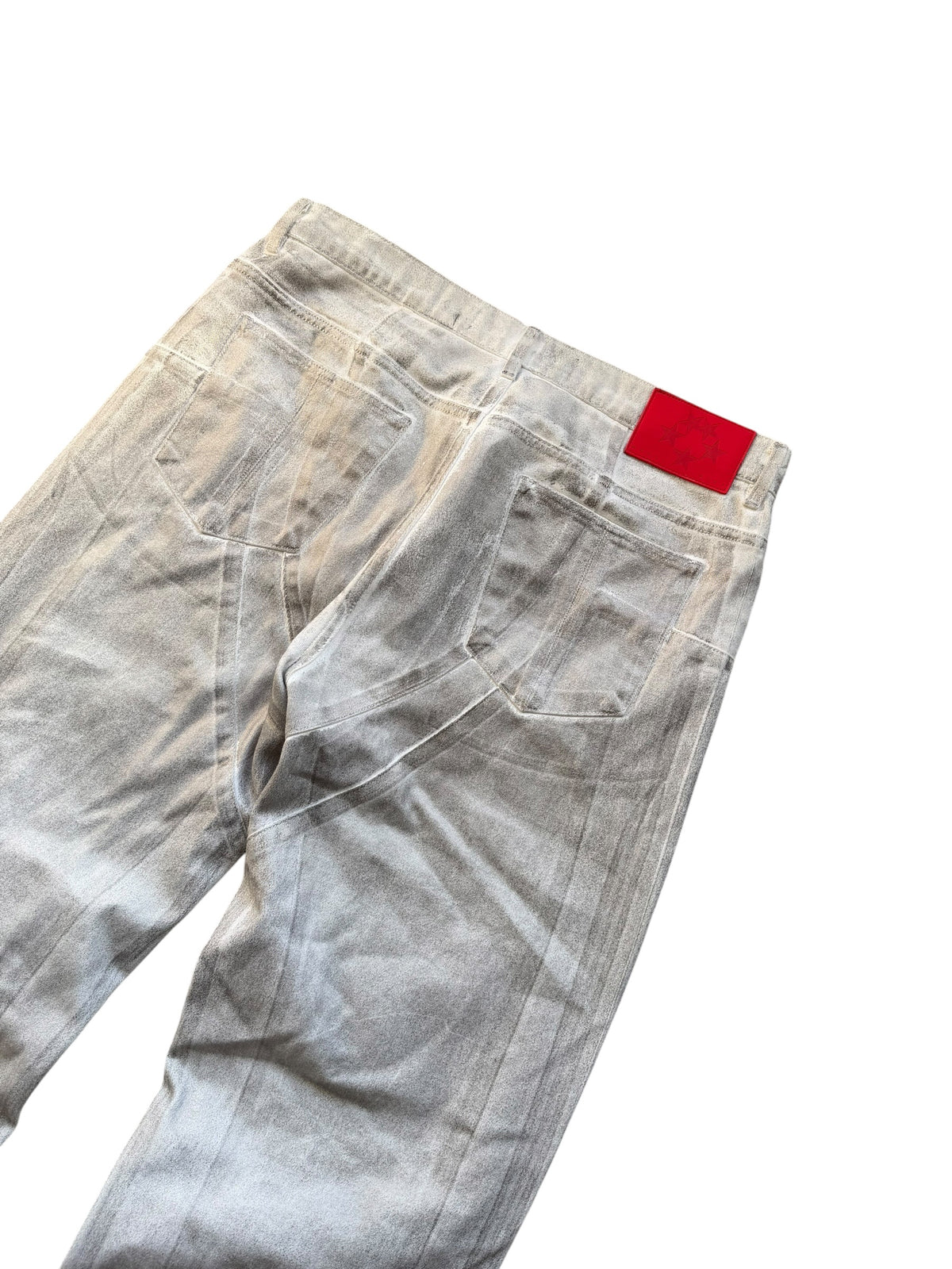 SP5DER White Trompe L’oeil Double Knee Jeans