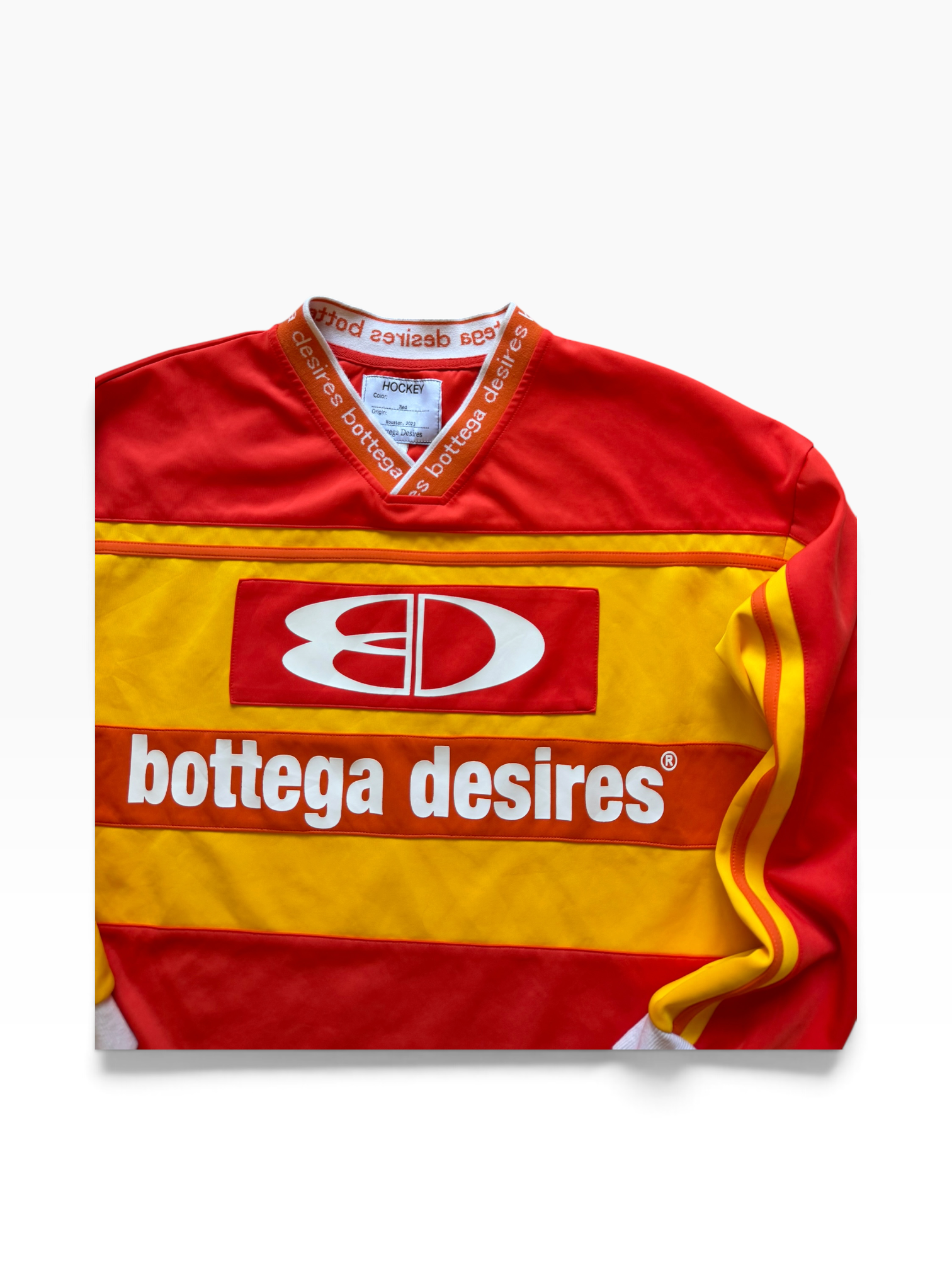 Bottega Desires Red Logo Long-Sleeve Hockey Jersey