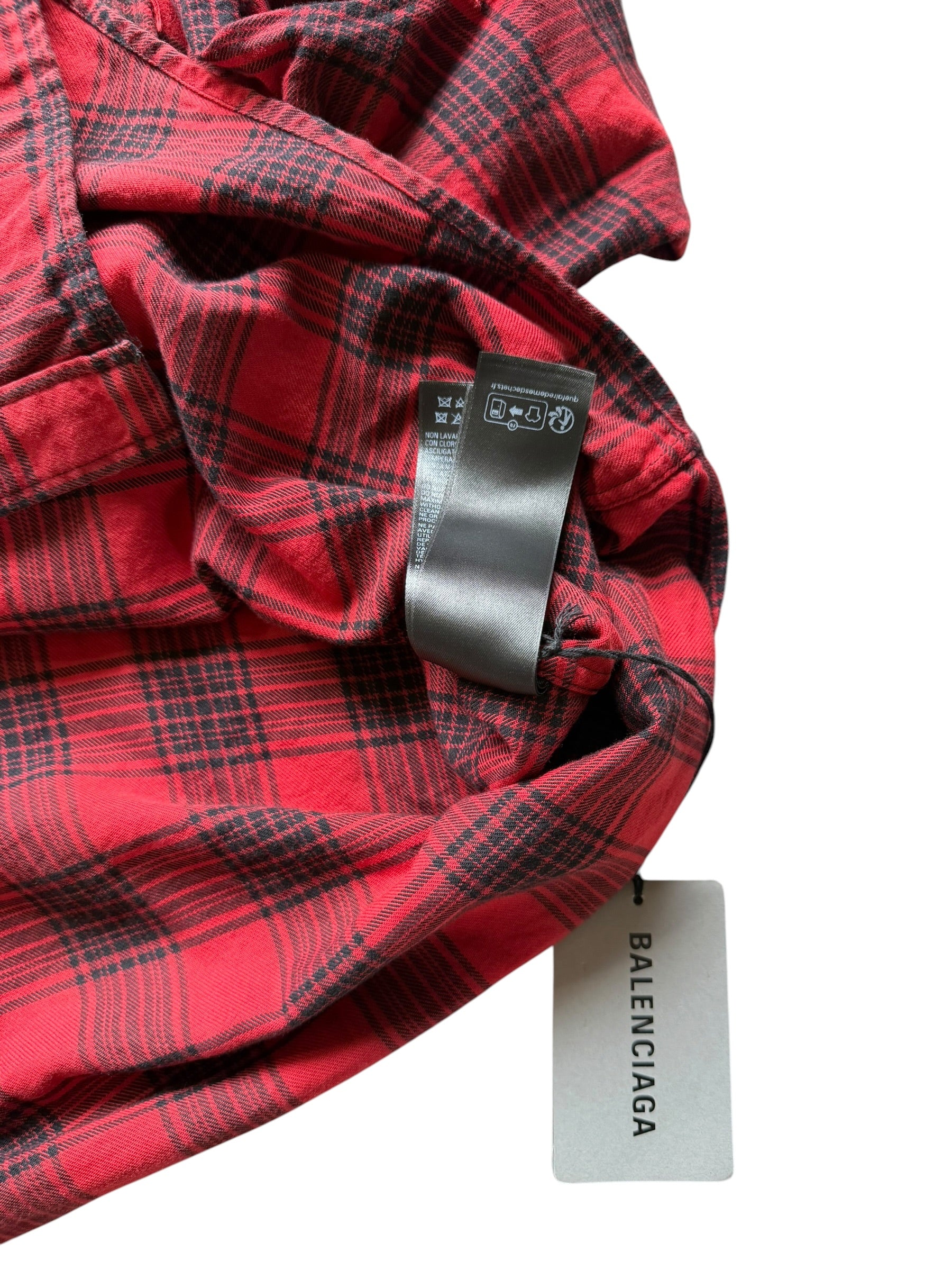 Balenciaga Runway Distressed Pink Hooded Flannel