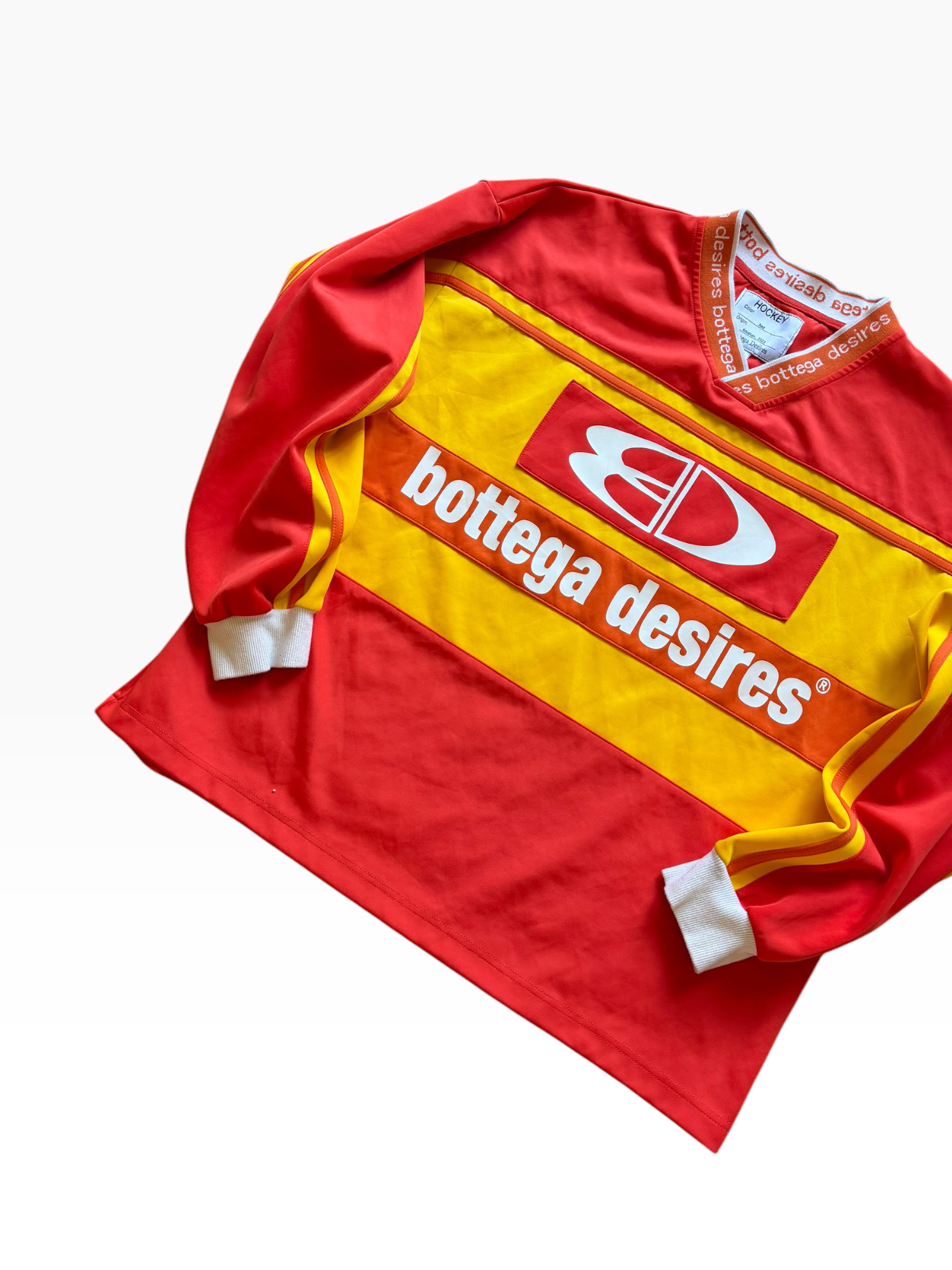 Bottega Desires Red Logo Long-Sleeve Hockey Jersey