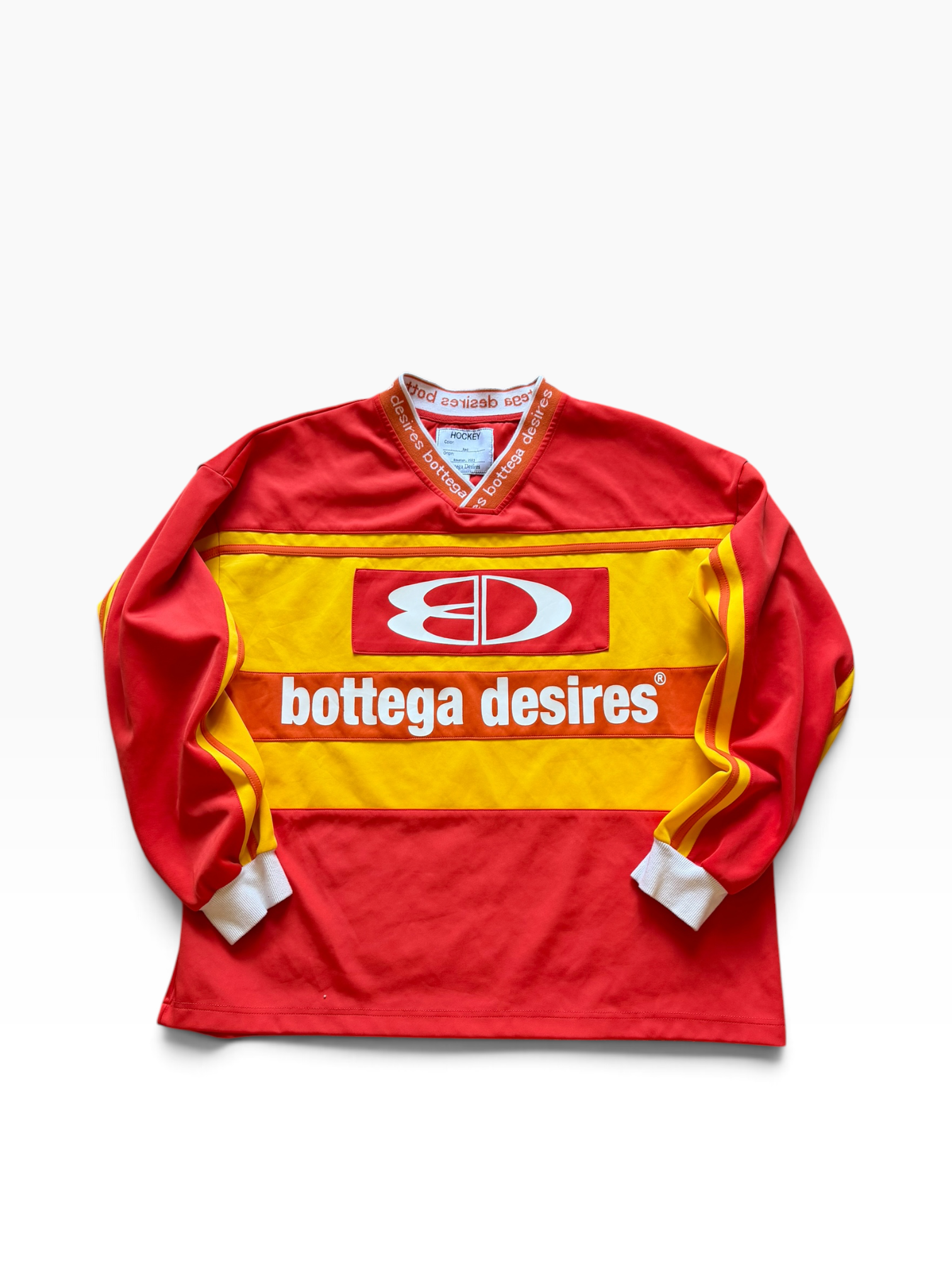 Bottega Desires Red Logo Long-Sleeve Hockey Jersey