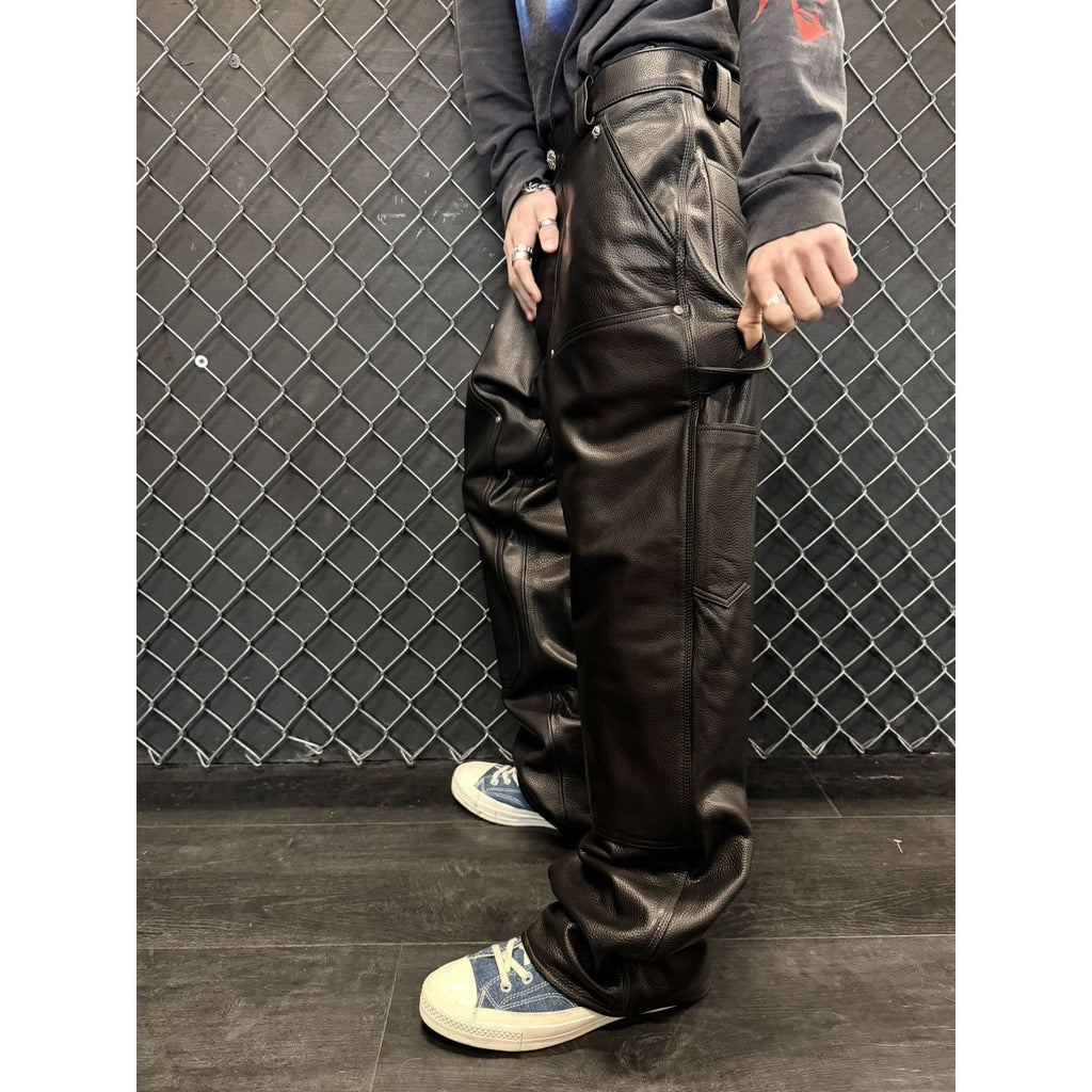 Chrome hearts calf leather black double knees